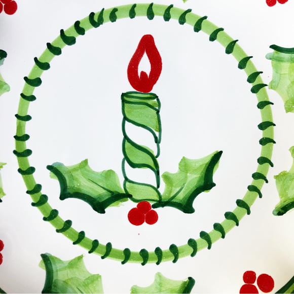 Holly Jolly Candle Plate Anne Hathaway Hand Painted Italy 2006-2021 Can Hang - Picture 2 of 9